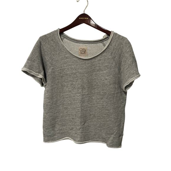 CHASER, Wide neck, Crop Tee, Gray, Size XS, KB417 - Picture 1 of 5